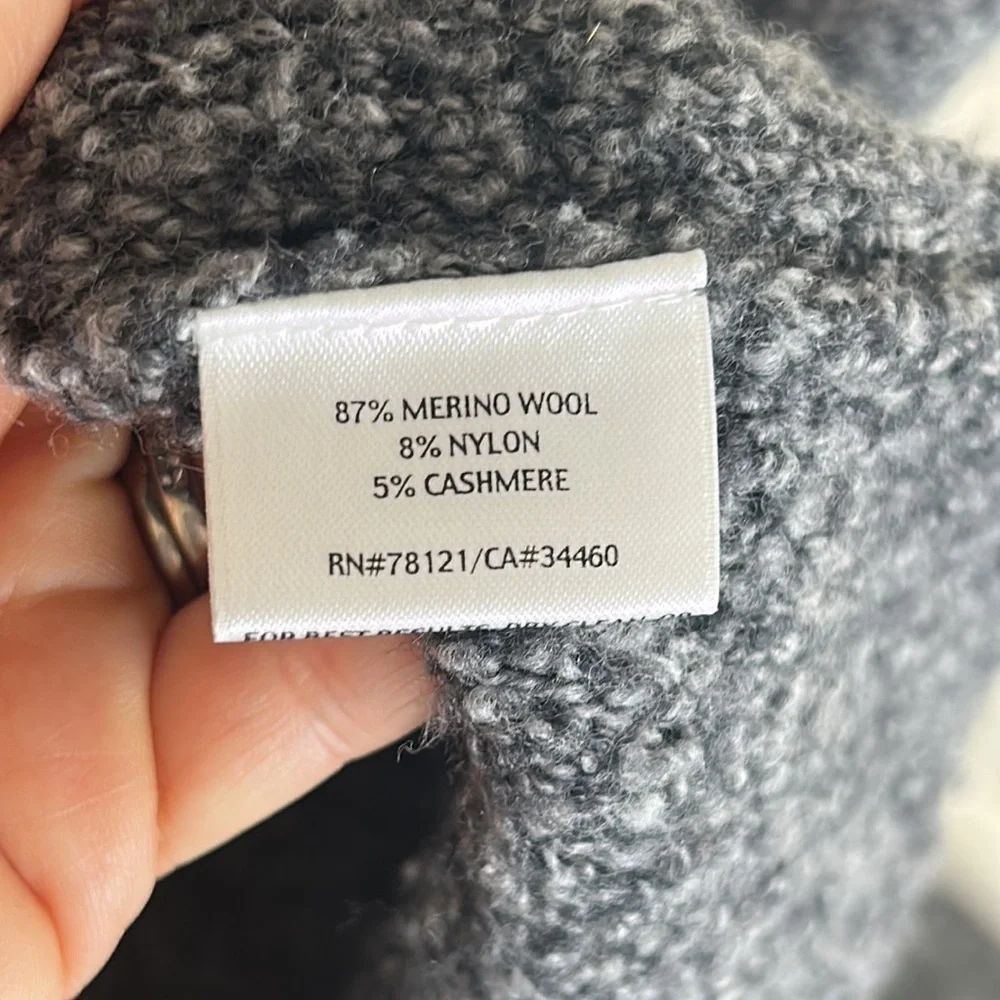 EILEEN FISHER Charcoal Gray Wool Cashmere Blend Nubby Cardigan Sweater Size M